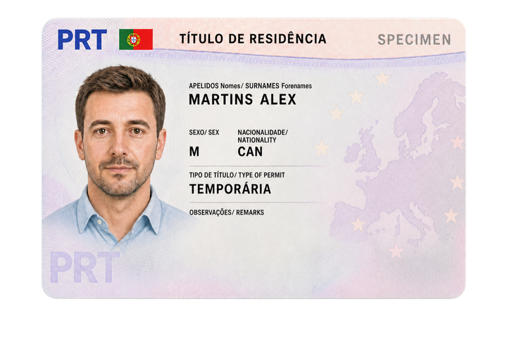 Illustrated specimen Portugal residence permit