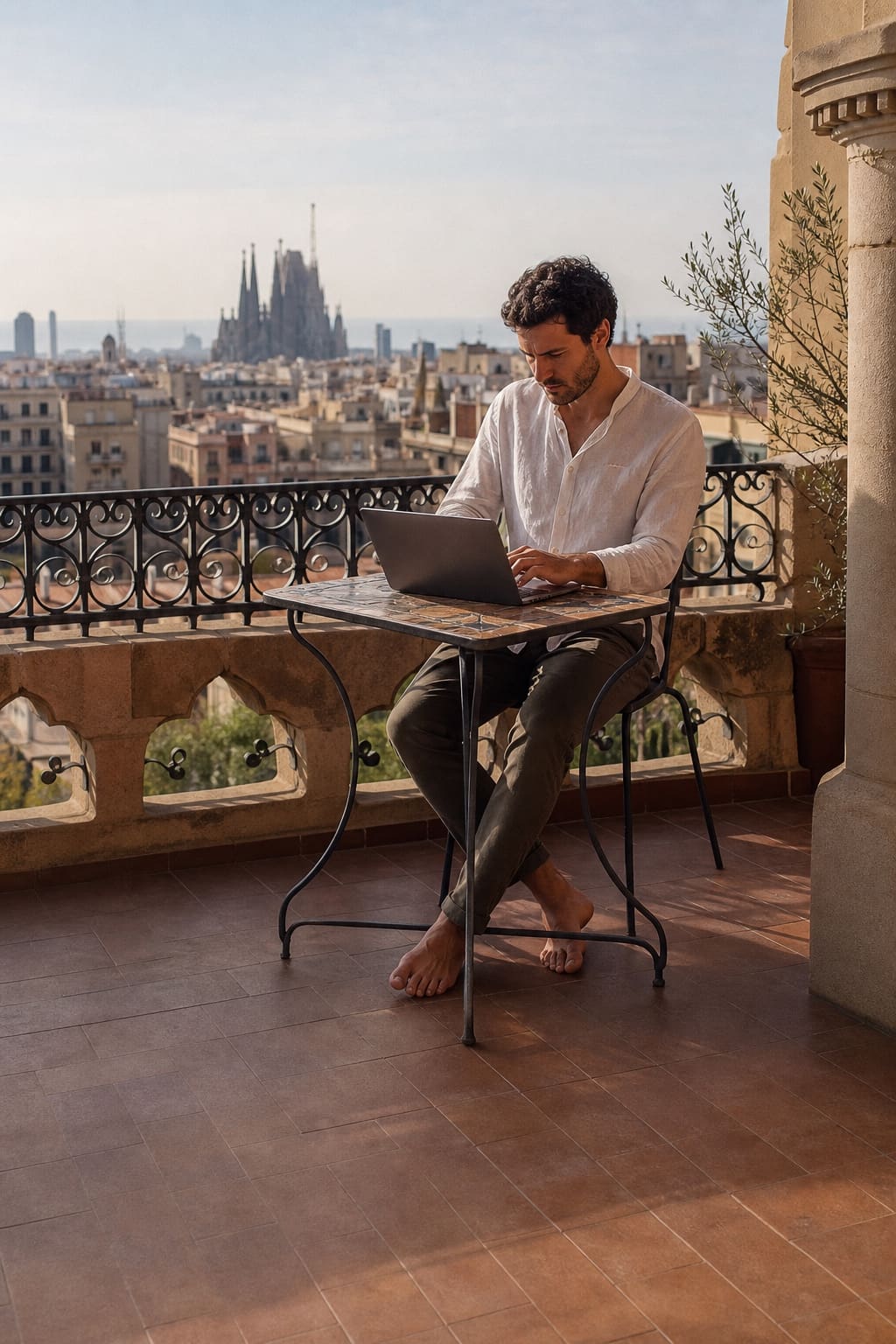 Remote professional working from Spain